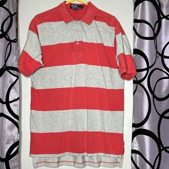 Vintage Polo by Ralph Lauren, blue label, striped polo shirt, size large - Picture 5 of 14